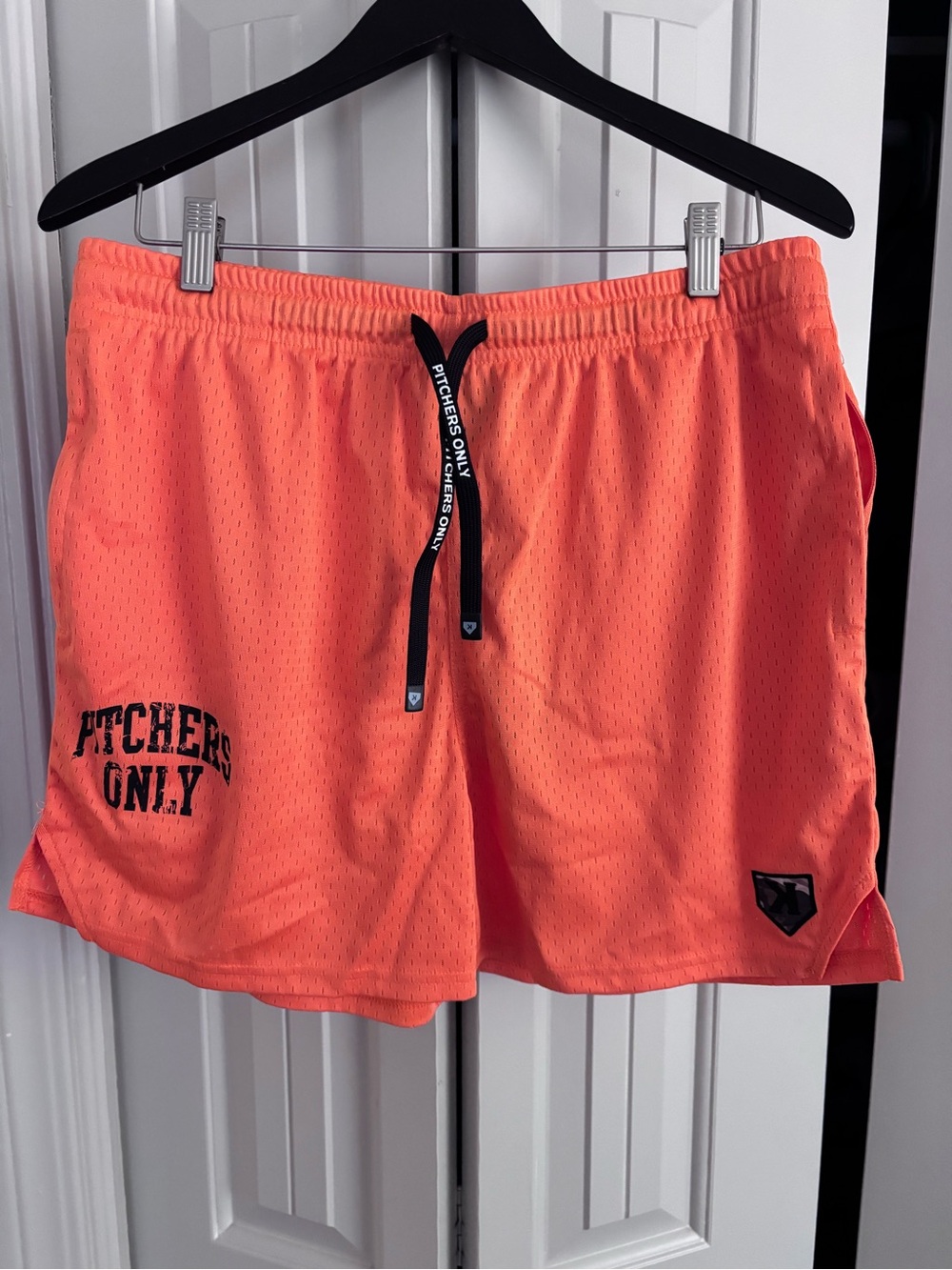 Pitchers Only Neon Orange Mesh Baseball Shorts NWT
